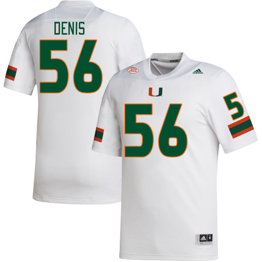 Men #56 Jonathan Denis Miami Hurricanes College Football Jerseys Stitched-White